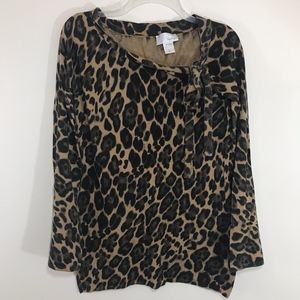 Spiegel Black Brown Leopard Print Sweater Size M